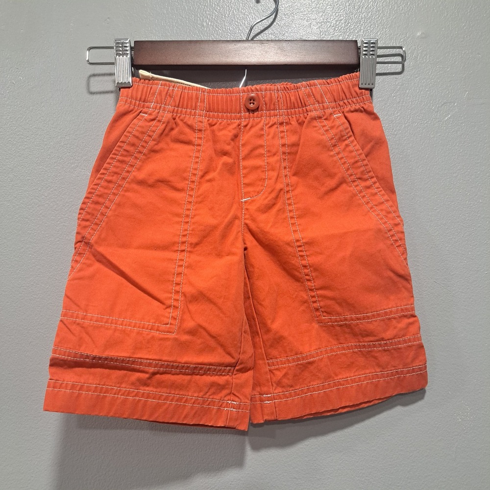 NEW Lands End Little Boys Orange Canvas Shorts Size S 4 Nautical Summer‎ Beach
